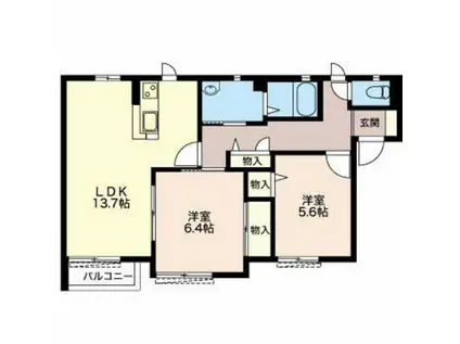 リブェール(2LDK/2階)の間取り写真