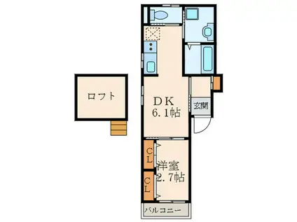 KTIレジデンス武庫川II(1DK/3階)の間取り写真
