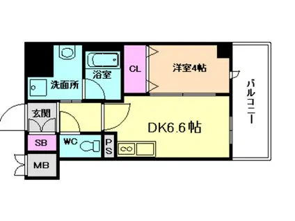 VILLA WISTERIA(1DK/6階)の間取り写真