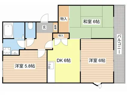 グレイス藤(3DK/2階)の間取り写真