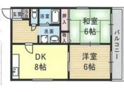 クレール恵彩(2DK/2階)の間取り写真