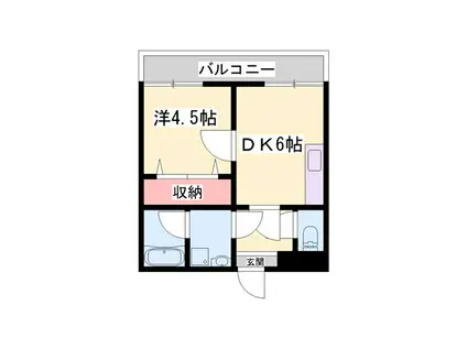 サニーパレスザウエスト(1DK/3階)の間取り写真