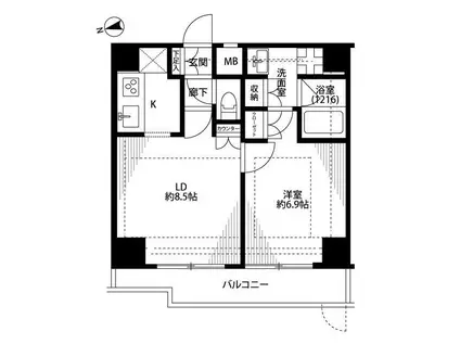 プレール・ドゥーク大森II(1LDK/2階)の間取り写真