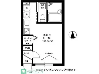 プリムローズ/D(ワンルーム/1階)の間取り写真