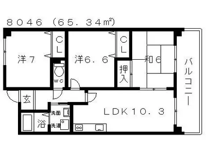 ウエストインヒルズ(3LDK/5階)の間取り写真