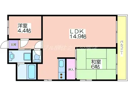 ふぁみーゆ住之江(2LDK/3階)の間取り写真