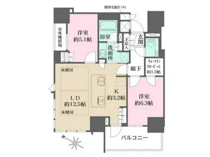 ザ・パークハウス大阪梅田タワー(2LDK/4階)の間取り写真