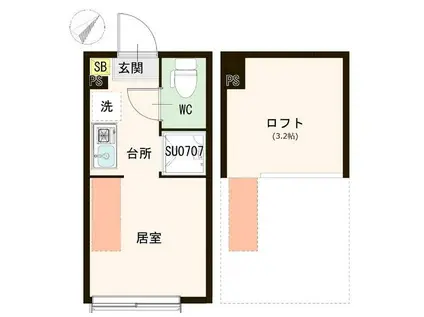 カーサグランデ(ワンルーム/1階)の間取り写真