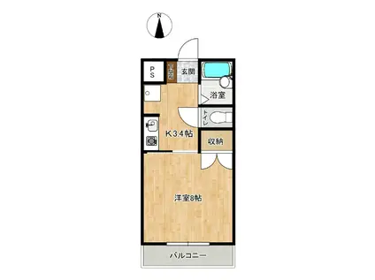 アーバンロジェ2(1K/3階)の間取り写真