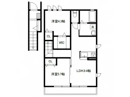 ル グランシャリオ2(2LDK/2階)の間取り写真