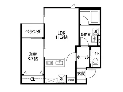 シュアネスIV(1LDK/1階)の間取り写真