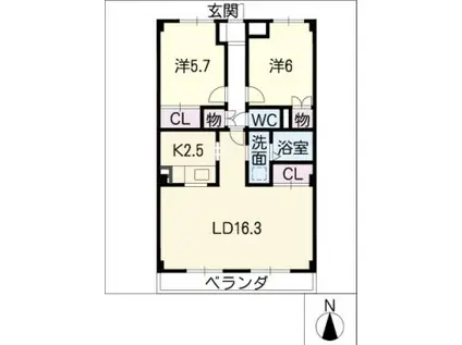 グランドメゾン加島(2LDK/2階)の間取り写真