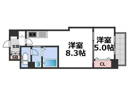 LUXE深江橋II(1LDK/9階)の間取り写真