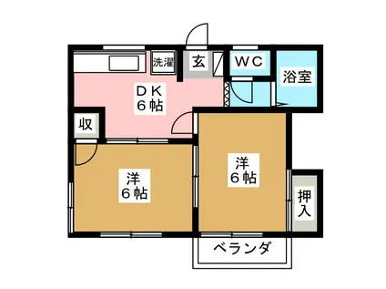 ウイングスII(2DK/2階)の間取り写真