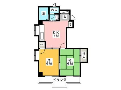 サンライズ61(2DK/3階)の間取り写真