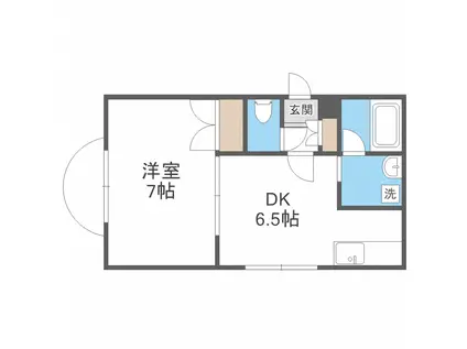 ハイエスト中の島(1DK/2階)の間取り写真