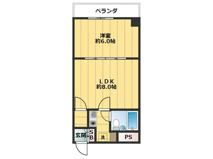 朝日プラザ永沢町II(1LDK/2階)の間取り写真