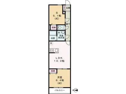 エクセラン舎人II(1SLDK/2階)の間取り写真