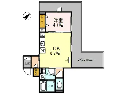 ナッツテラス神戸(1LDK/4階)の間取り写真
