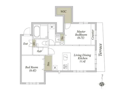 グリナージュ駒沢公園(2LDK/1階)の間取り写真