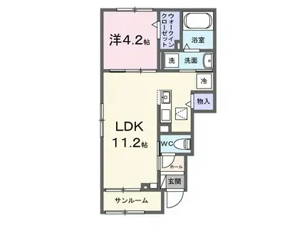 モンステラ(1LDK/1階)の間取り写真