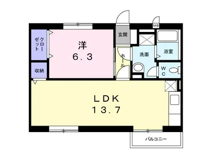 ルミエール(1LDK/2階)の間取り写真