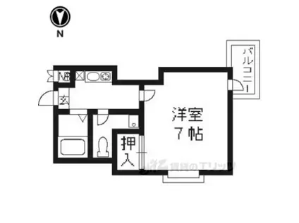カーサ宇多野(1K/2階)の間取り写真