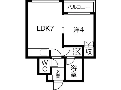 サンテラス菊水(1LDK/4階)の間取り写真