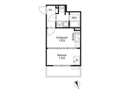 グランパセオ市谷仲之町(1DK/4階)の間取り写真