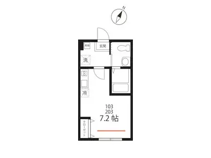 QUIET CRAB HOUSE三ツ沢上町(ワンルーム/1階)の間取り写真