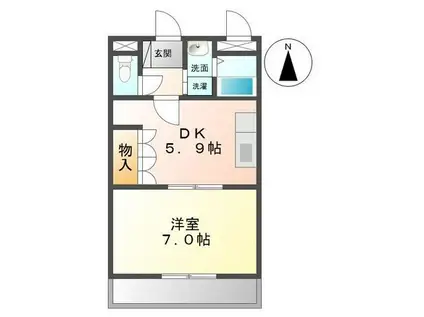 プランドール(1DK/2階)の間取り写真