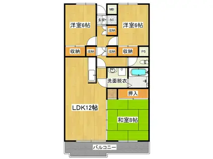 アンティームつくば(3LDK/2階)の間取り写真