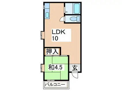 シャルム林間(1LDK/2階)の間取り写真