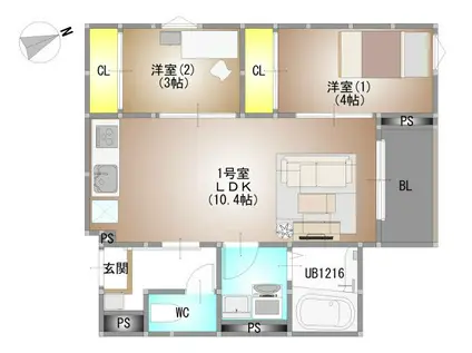 REGALEST 新福(2LDK/1階)の間取り写真