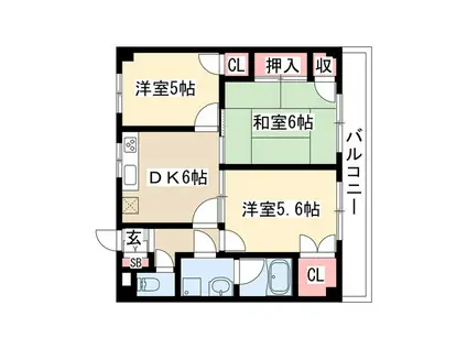 ハーモニアス元八事(3DK/3階)の間取り写真