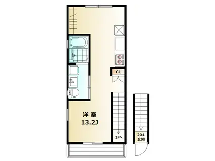 ルーツ壱番館(ワンルーム/2階)の間取り写真