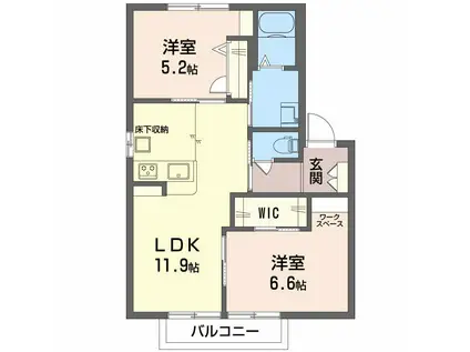 アンシャンテやない A棟(2LDK/2階)の間取り写真