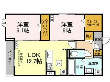 セレスティア森末町(2LDK/1階)の間取り写真