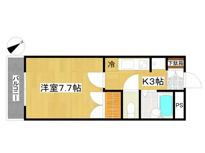 サンメゾン土樋(1K/1階)の間取り写真