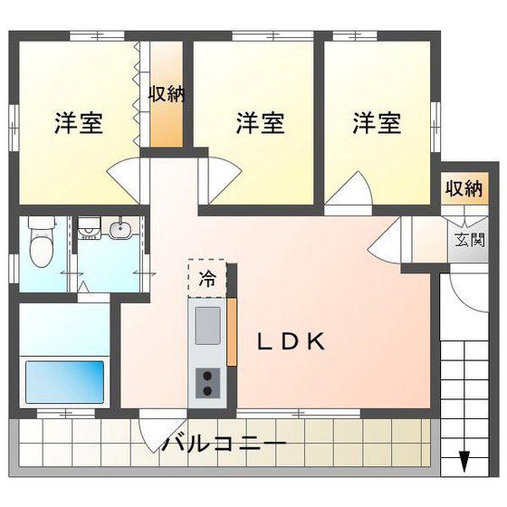 ルピナス津島(3LDK/2階)の間取り写真