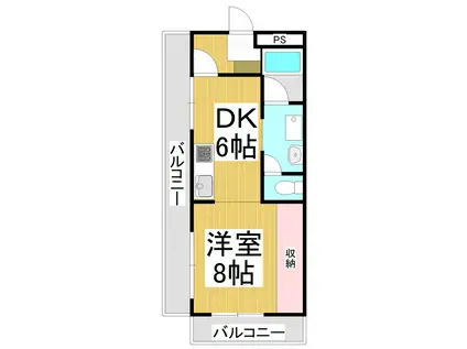 高田ハイツ(1DK/4階)の間取り写真