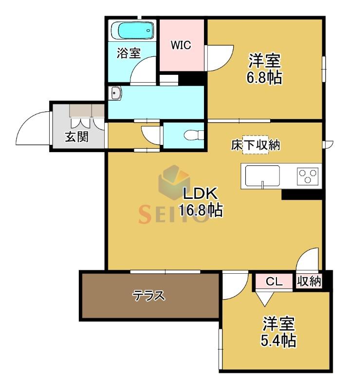 シャーメゾン バードヒルズ(2LDK/1階)の間取り写真