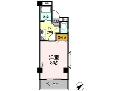 サン・ラモン本山(1K/2階)の間取り写真