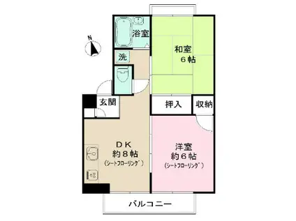 ハイムエスアイ A棟(2DK/3階)の間取り写真