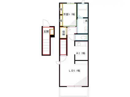 カレント 咲く花II(1LDK/2階)の間取り写真