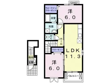 ソレイユII番館(2LDK/2階)の間取り写真