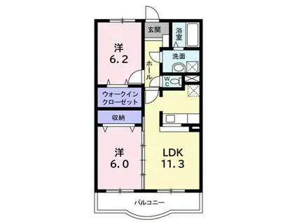 リズ センティア A(2LDK/2階)の間取り写真