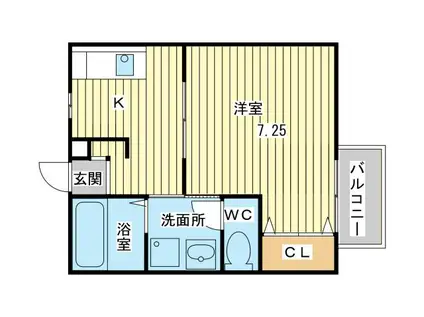 ヌーベル龍野(1K/2階)の間取り写真