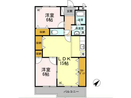ミヤマヒルズ(2LDK/3階)の間取り写真