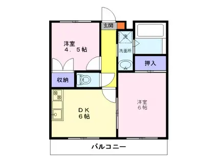 エムステージ(2DK/1階)の間取り写真